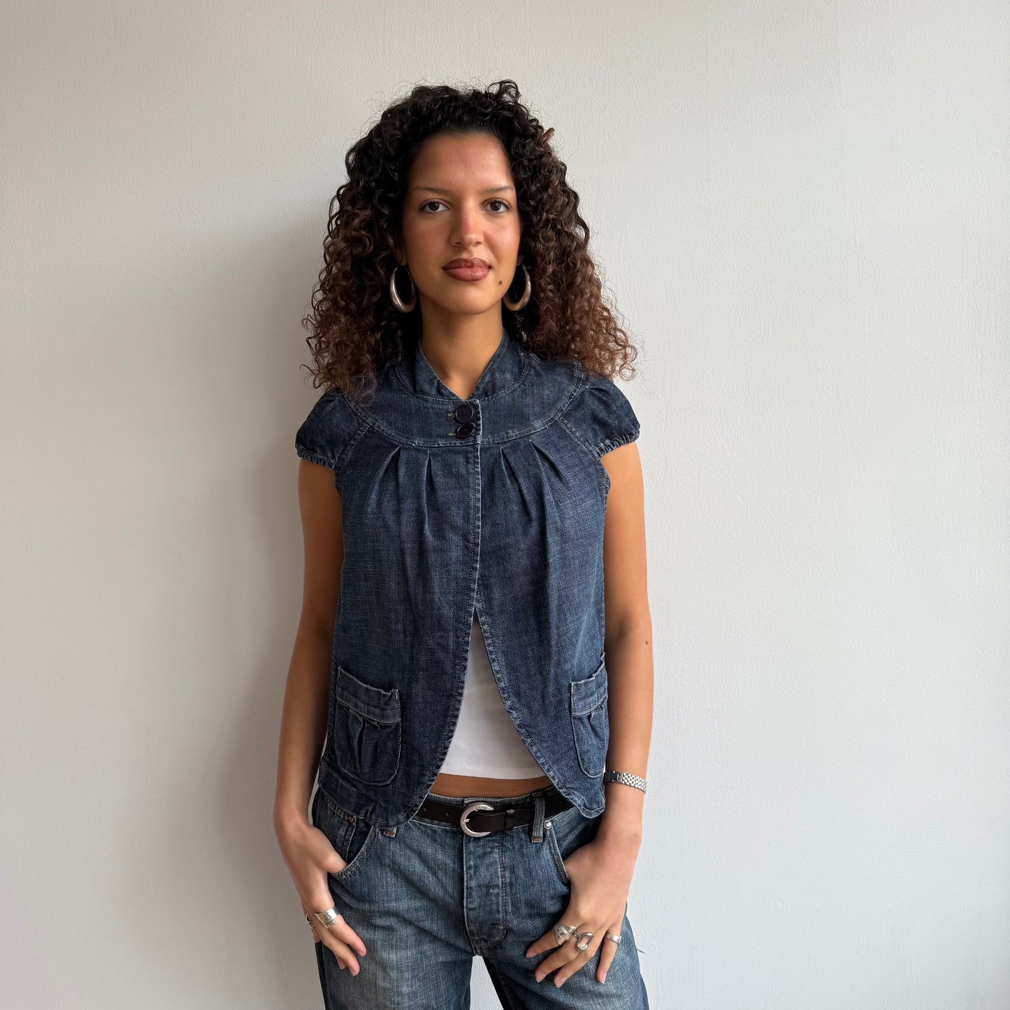 Denim short sleeve peacoat - Size S