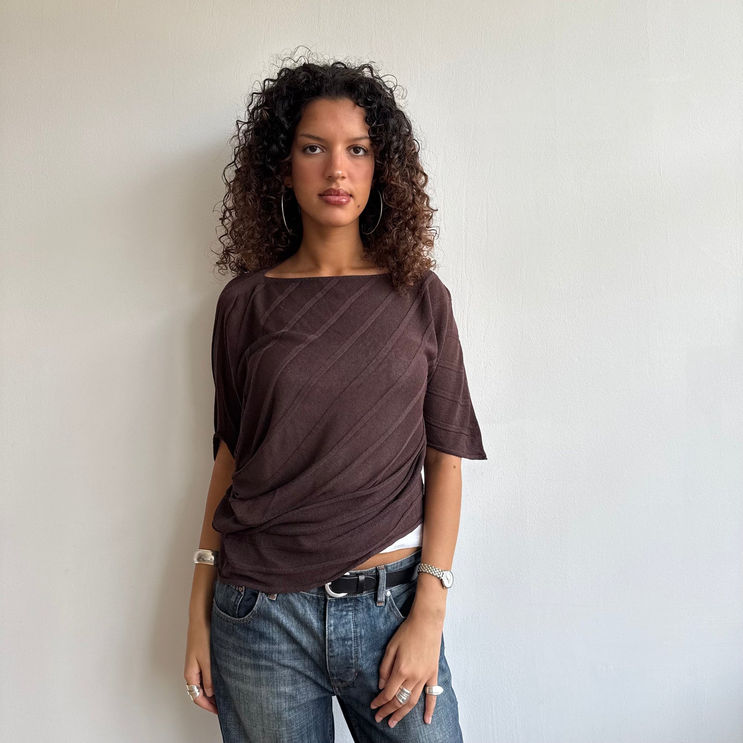 Brown asymmetric jumper - Size S