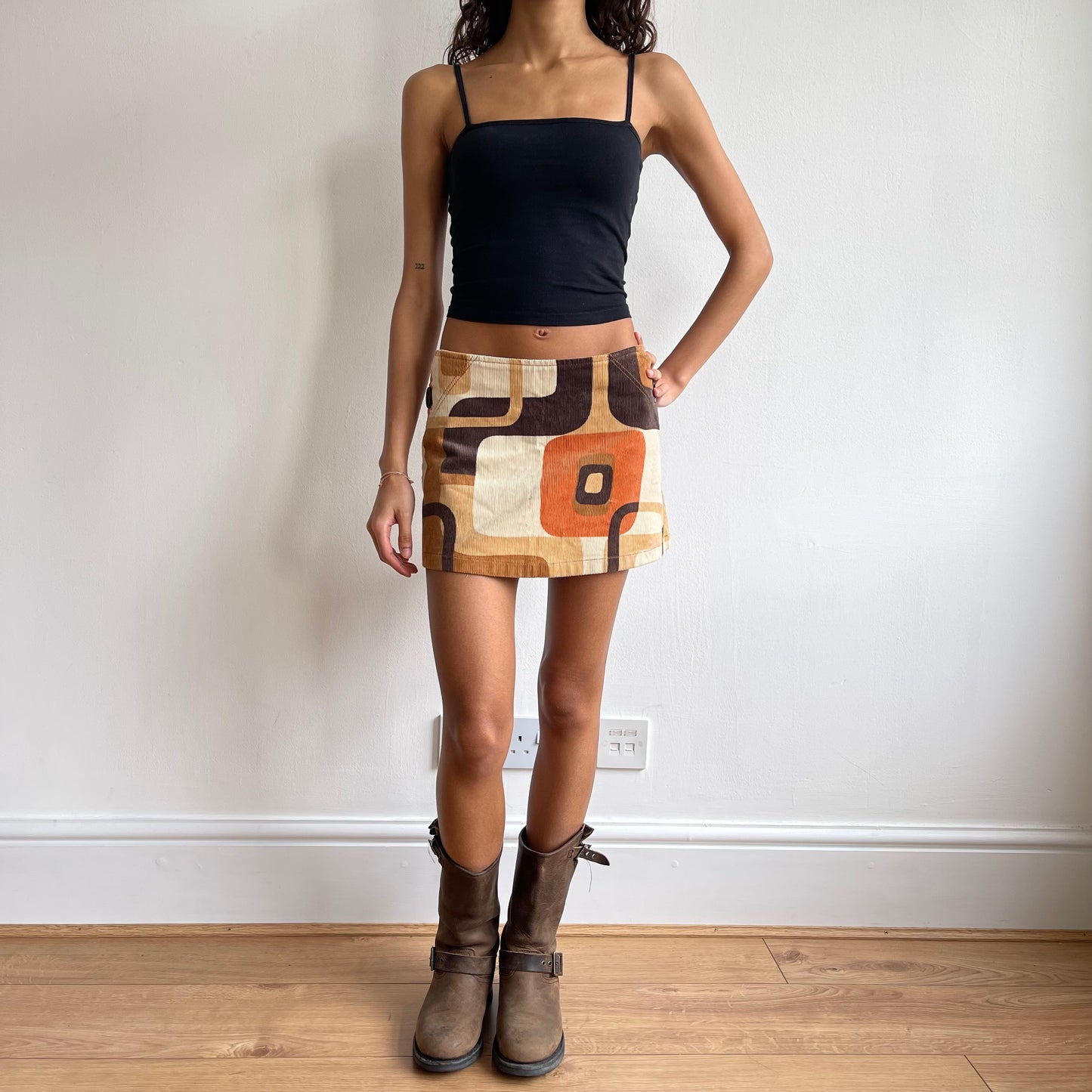 Boho cord 60’s mini skirt - Size L