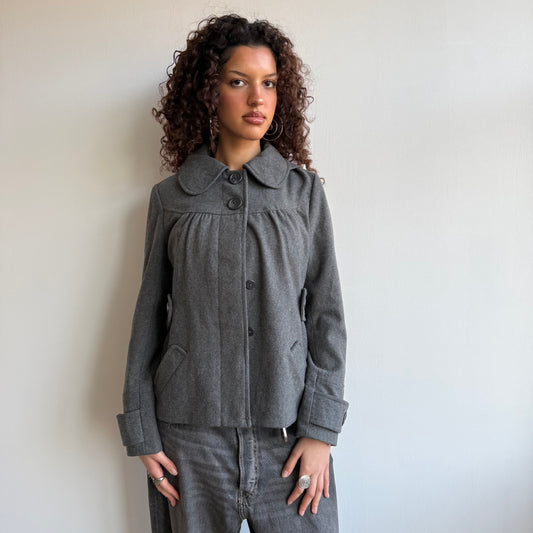 Grey hood peacoat - Size S