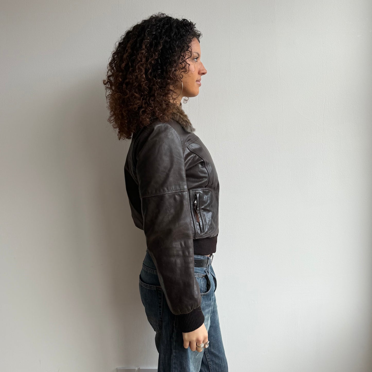 Leather + fur moto jacket - Size M