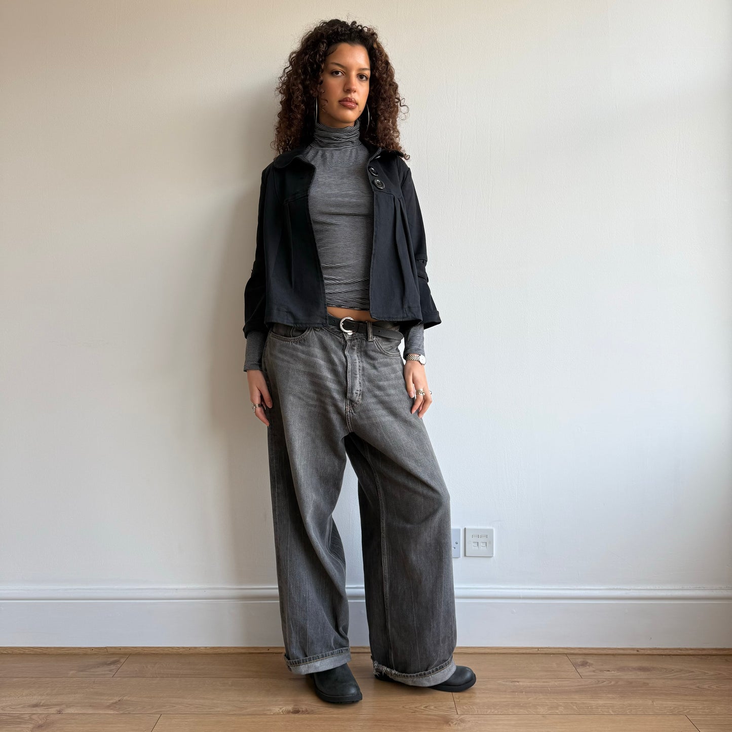 Grey stripe roll neck - Size S