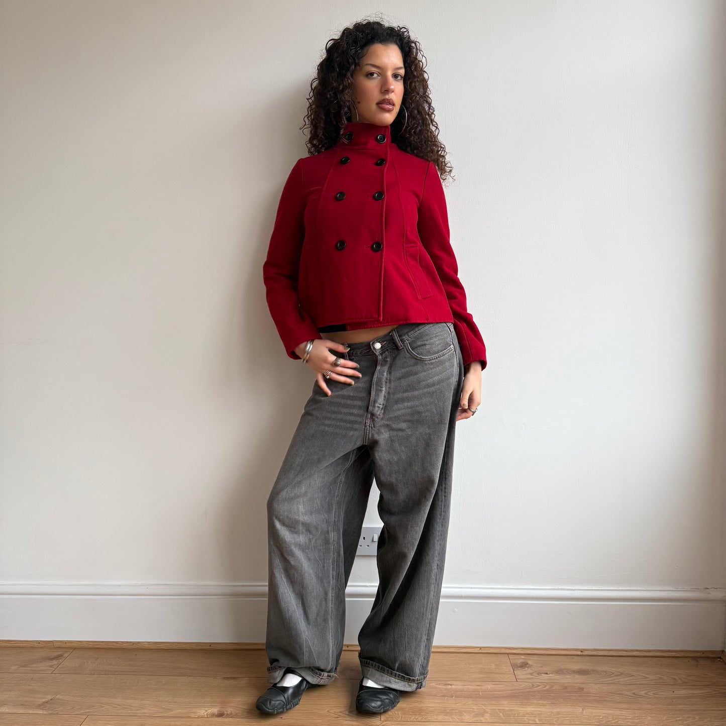 Red peacoat - Size S