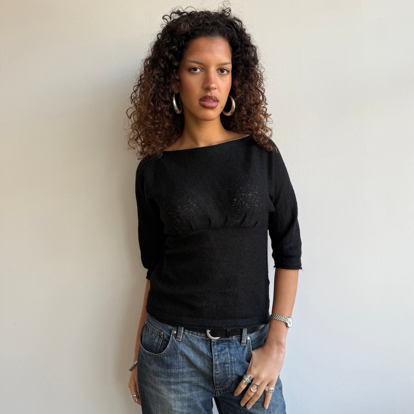 Black 3/4 sleeve jumper - Size S