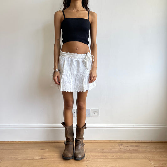 White tie-side mini skirt - Size S