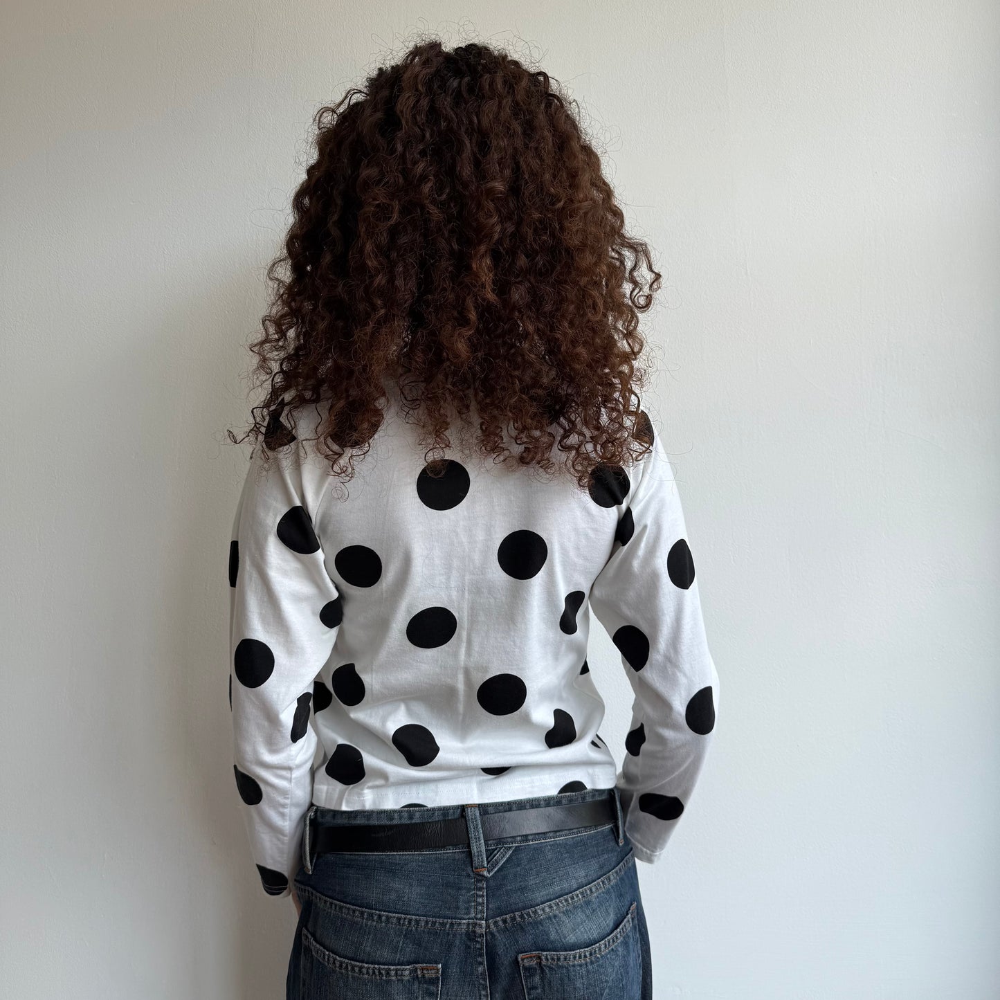 White polka dot button top - Size S