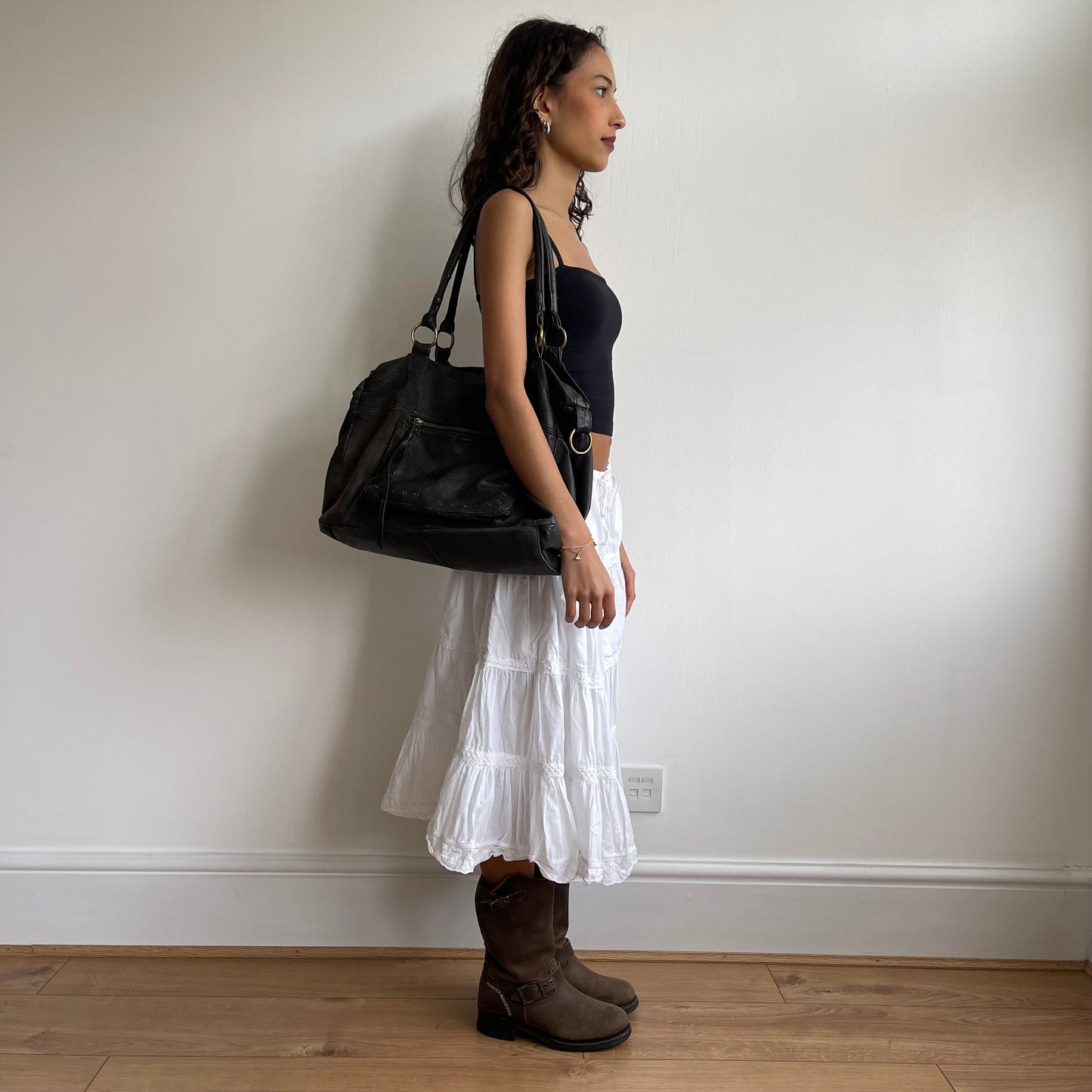 Large leather boho bag - OS
