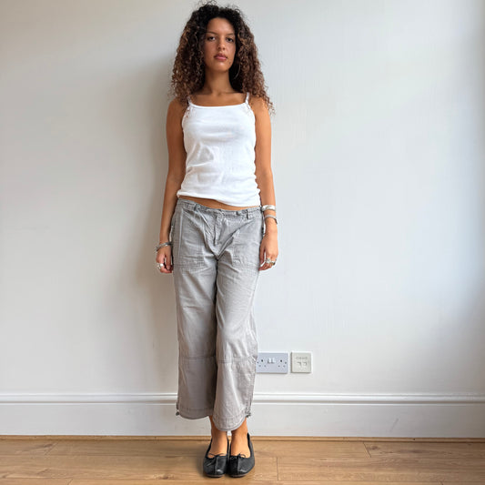 Khaki grey toggle capris - Size M