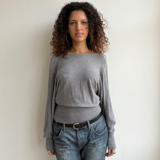 Grey slouchy batwing knit - Size S-M