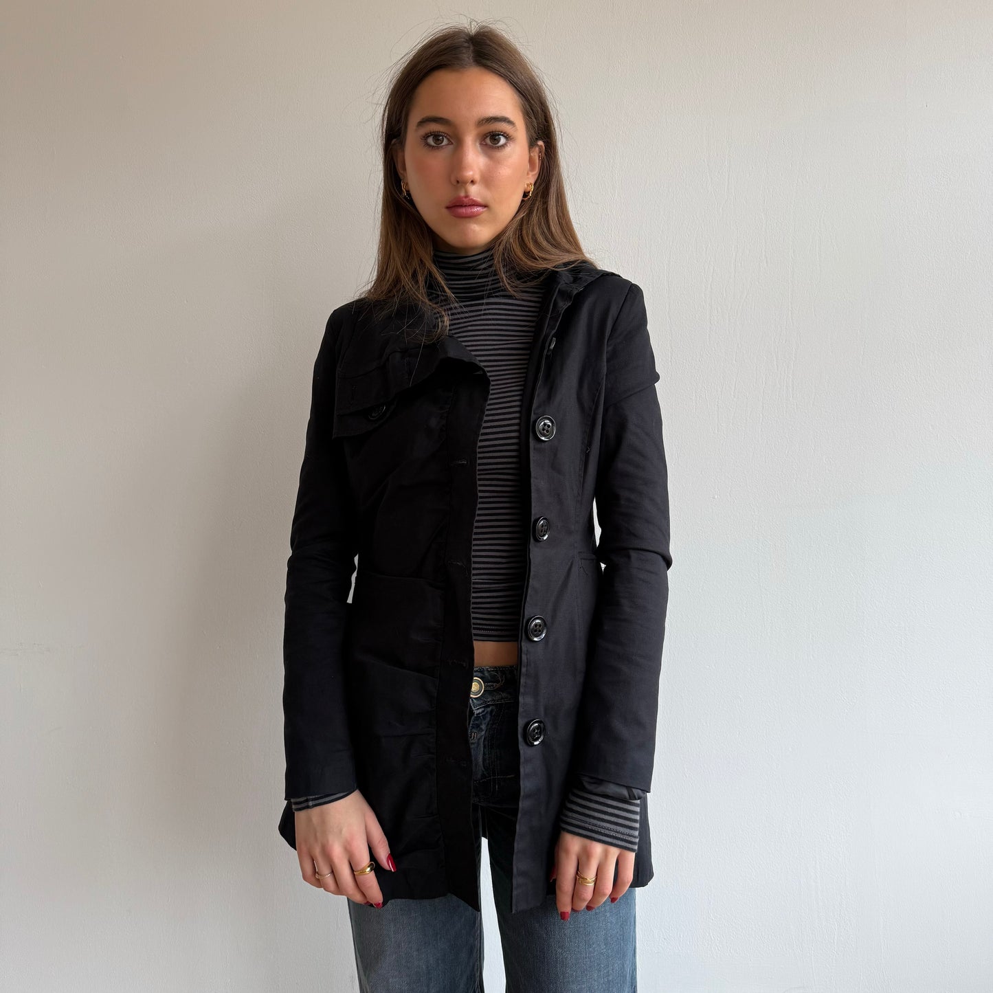 Black asymmetric trench - Size XS
