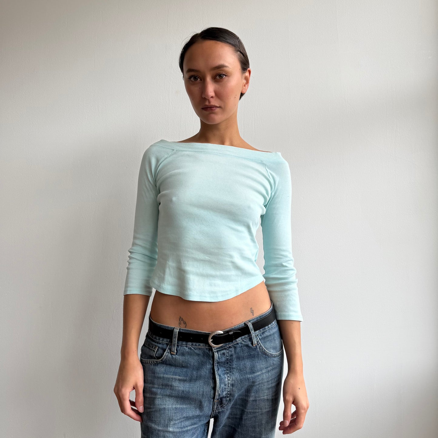 Turquoise 3/4 sleeve top - Size XS
