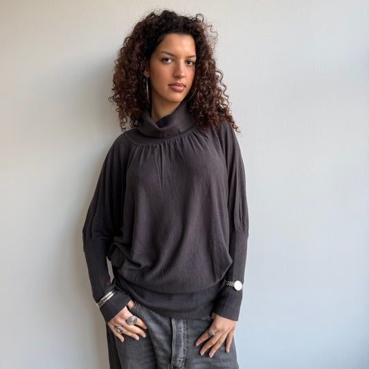 Brown slouchy roll neck - Size M