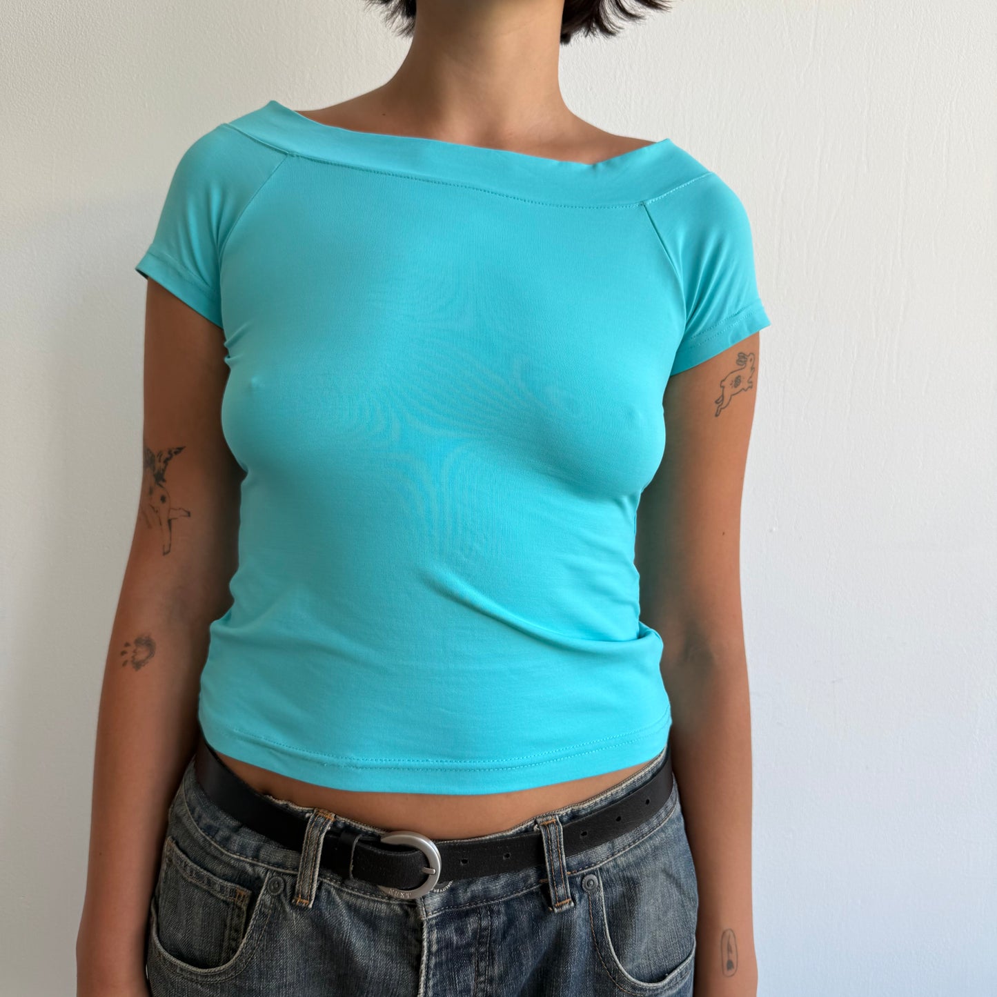 Turquoise Bardot top - Size S