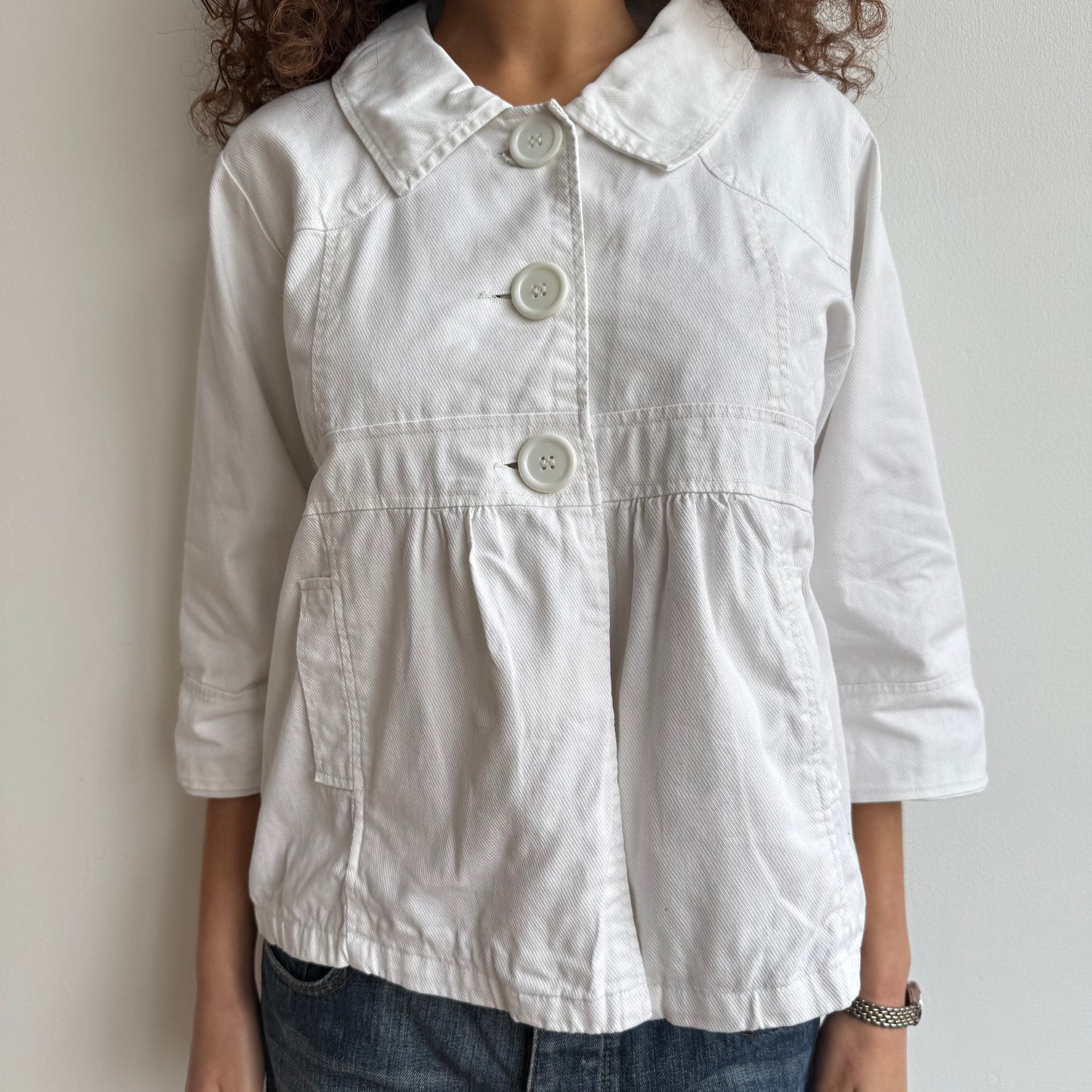 White 3/4 sleeve peacoat - Size M/L