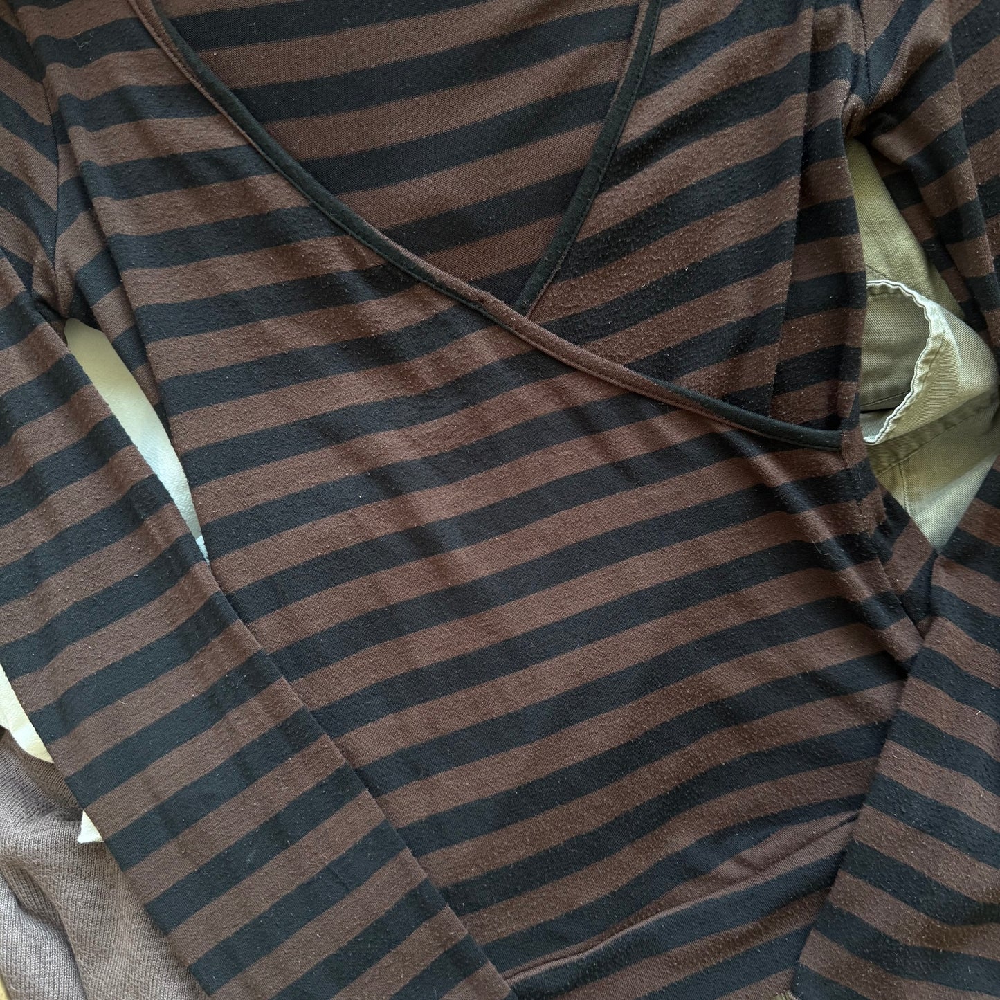 Brown striped long sleeve top - Size S