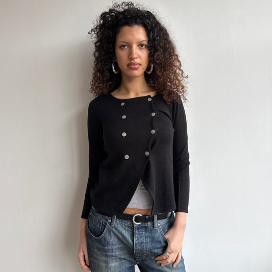 Black asymmetric button knit - Size S