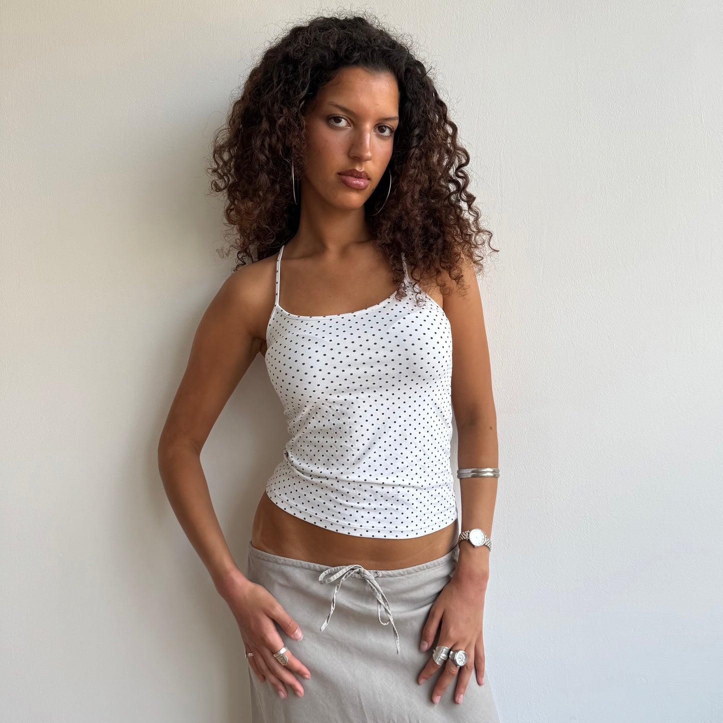 White polka dot cami - Size S