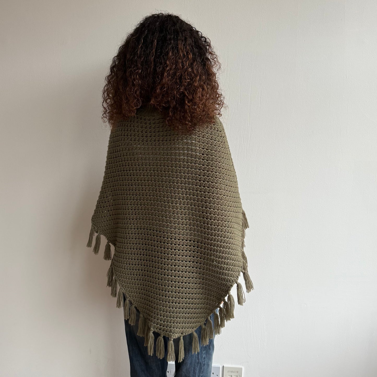 Khaki roll neck poncho - One Size