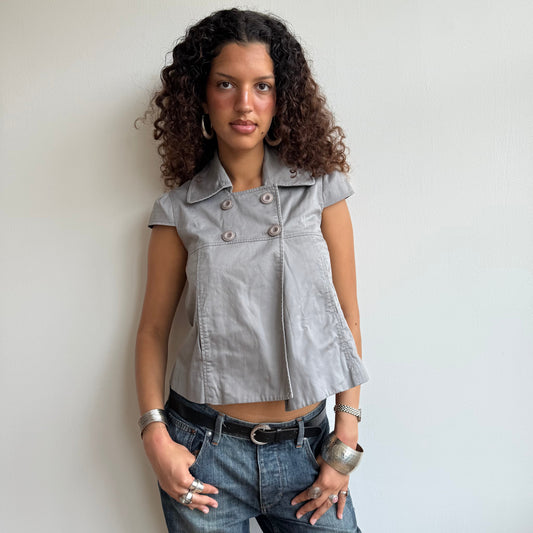 Grey short sleeve peacoat - Size XS