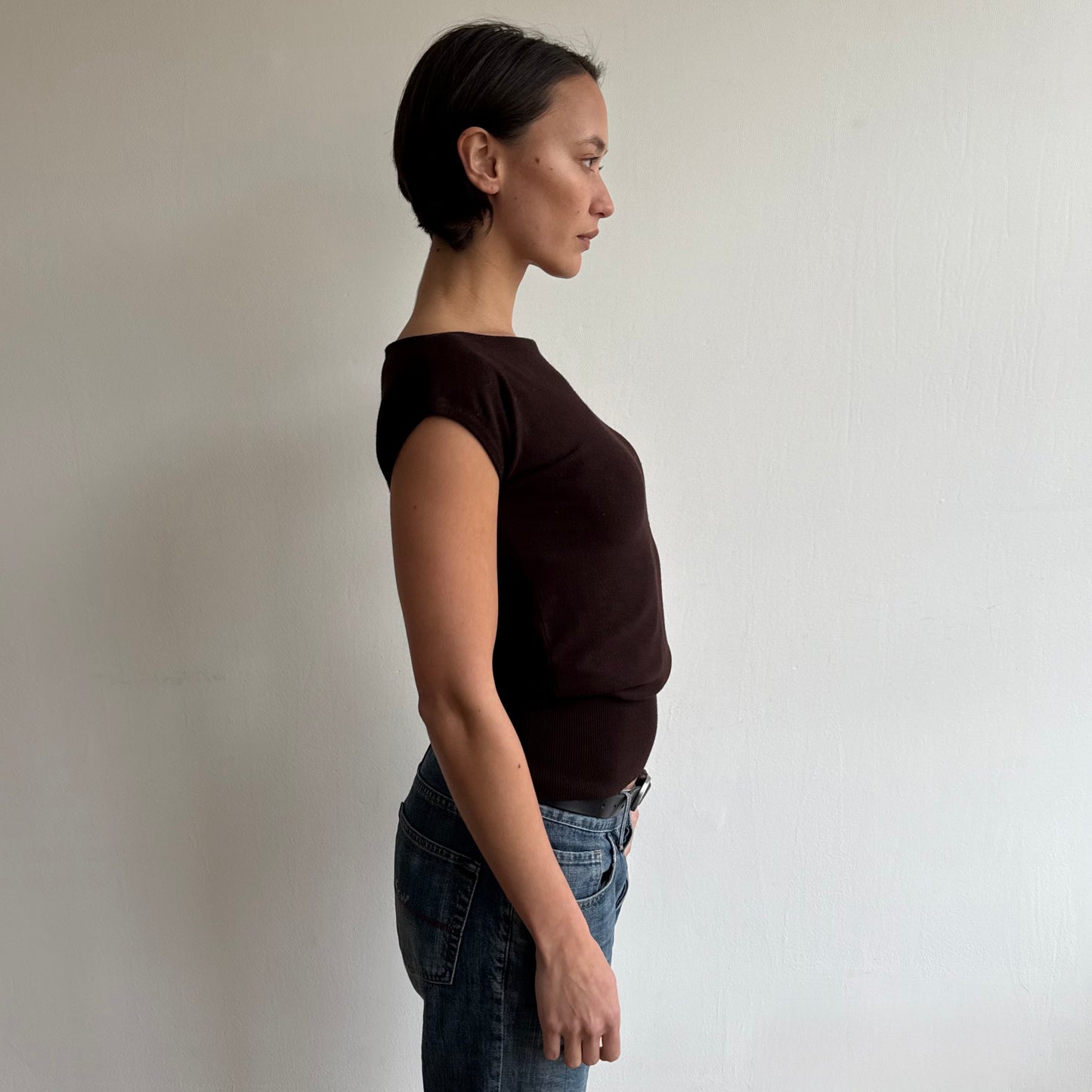 Brown short sleeve knit - Size S