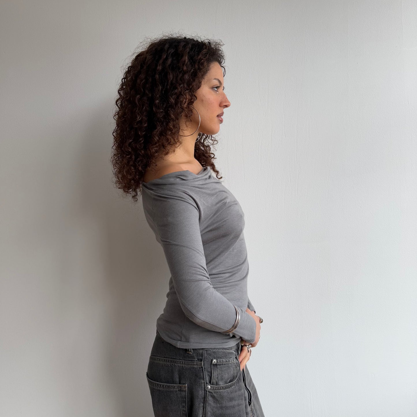 Grey cowl neck long sleeve - Size S