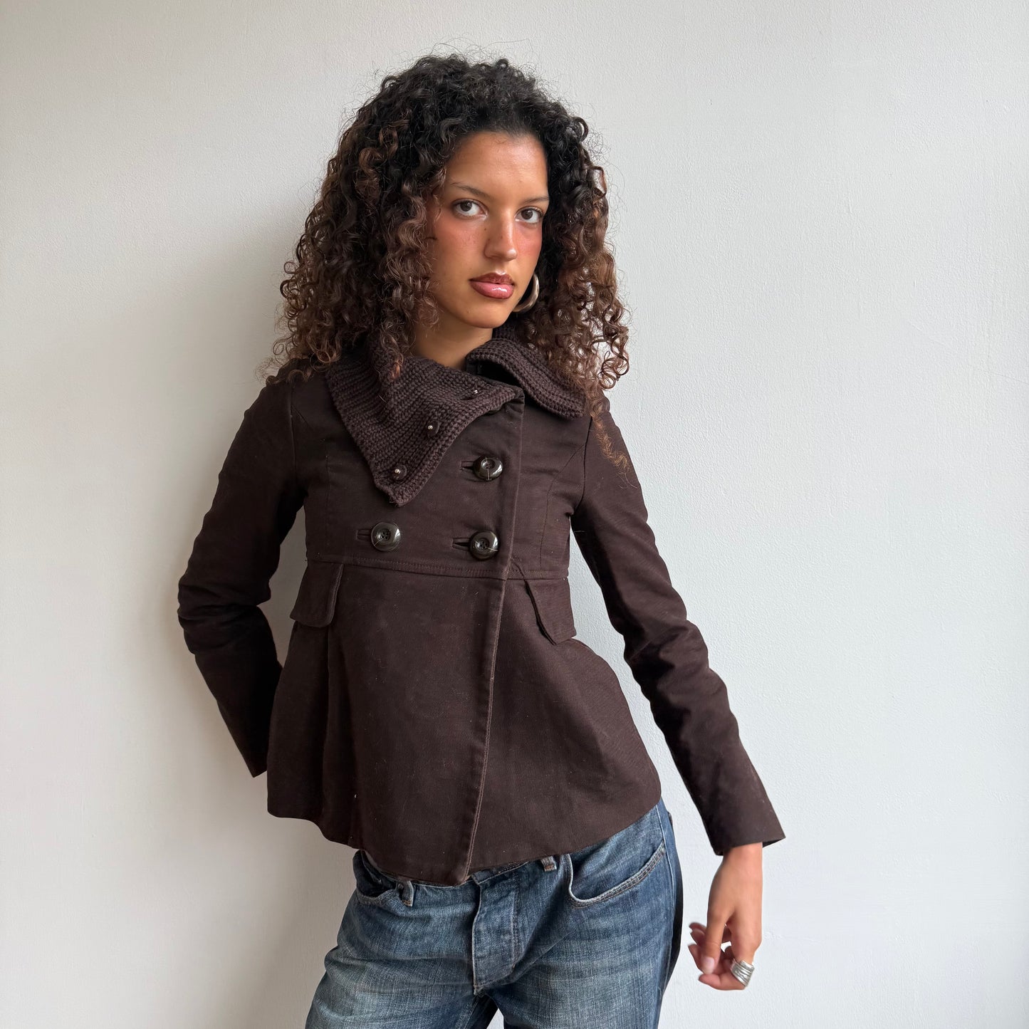Brown double breasted peacoat - Size S