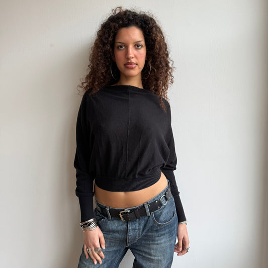 Black slouchy batwing knit - Size S
