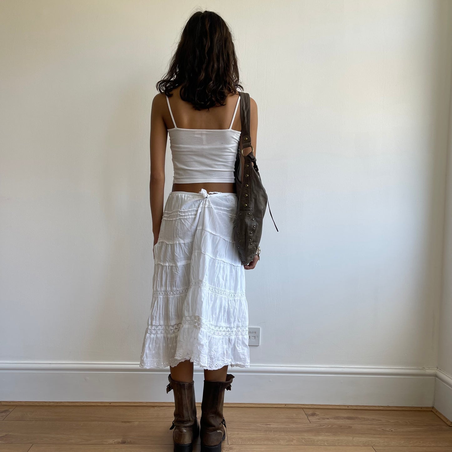 White broderie midi skirt - Size S/M