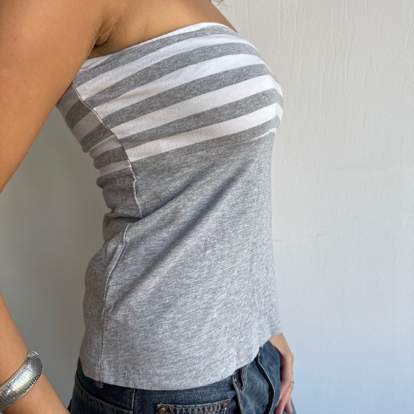 Grey and white striped bandeau - Size M