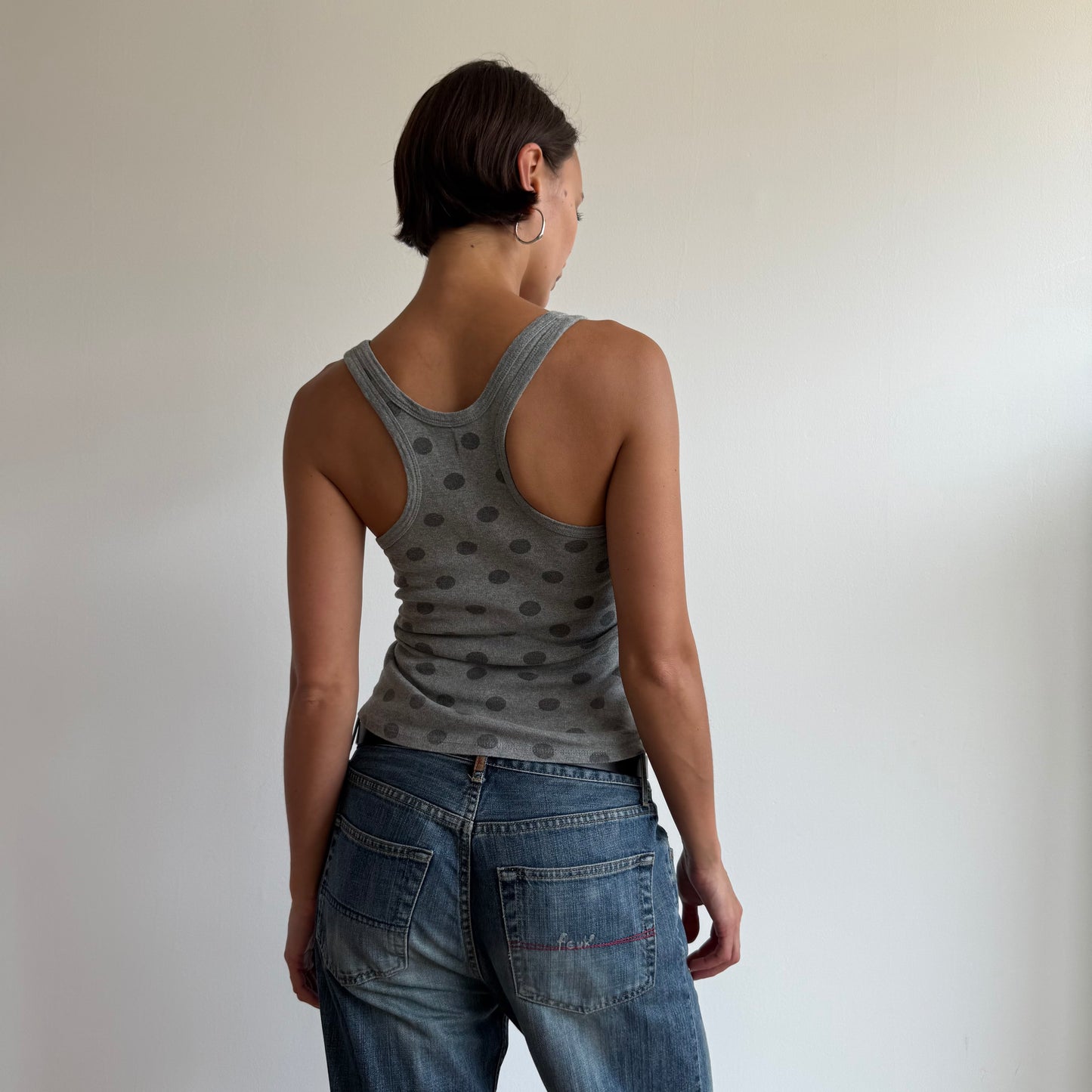 Grey polka dot tank top - Size S
