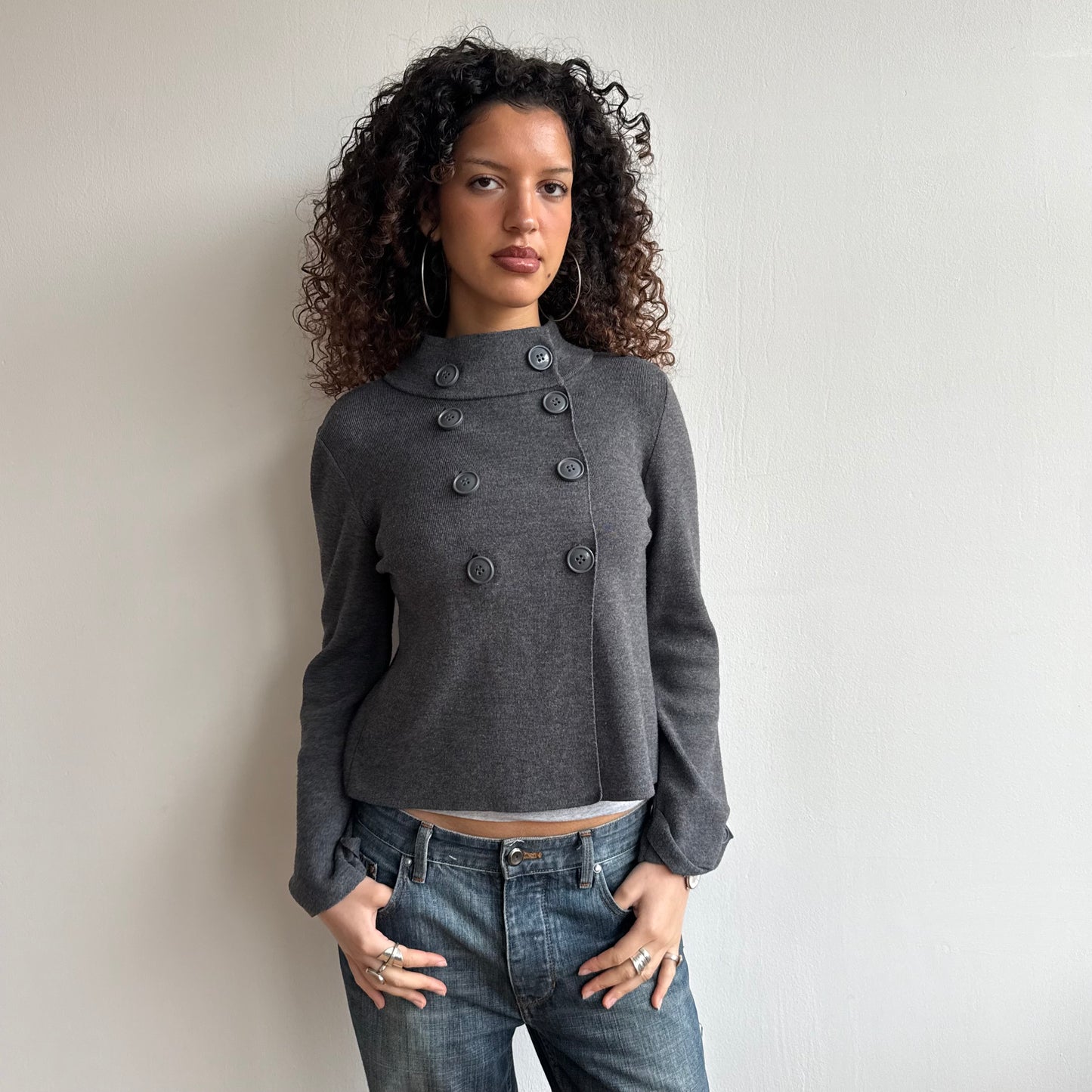 Charcoal peacoat jumper - Size S/M