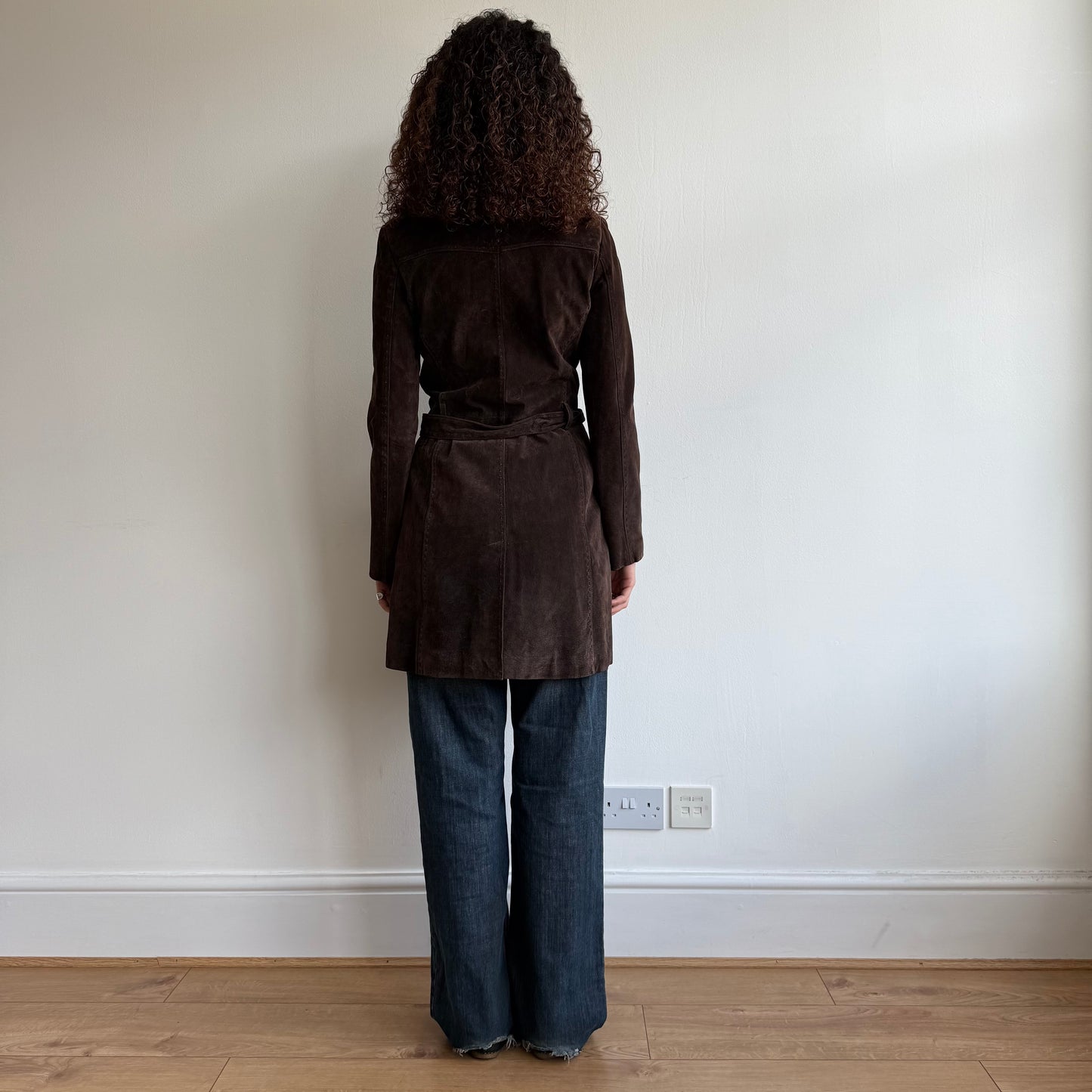 Brown leather suede trench - Size S