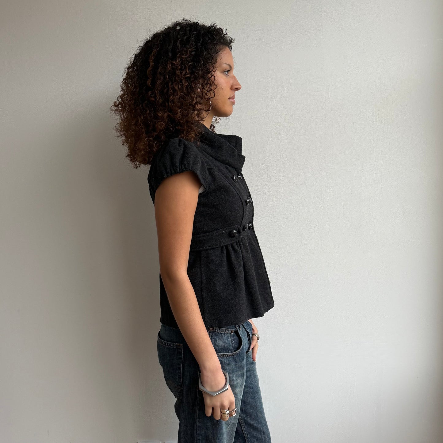 Charcoal short sleeve peacoat - Size S/M