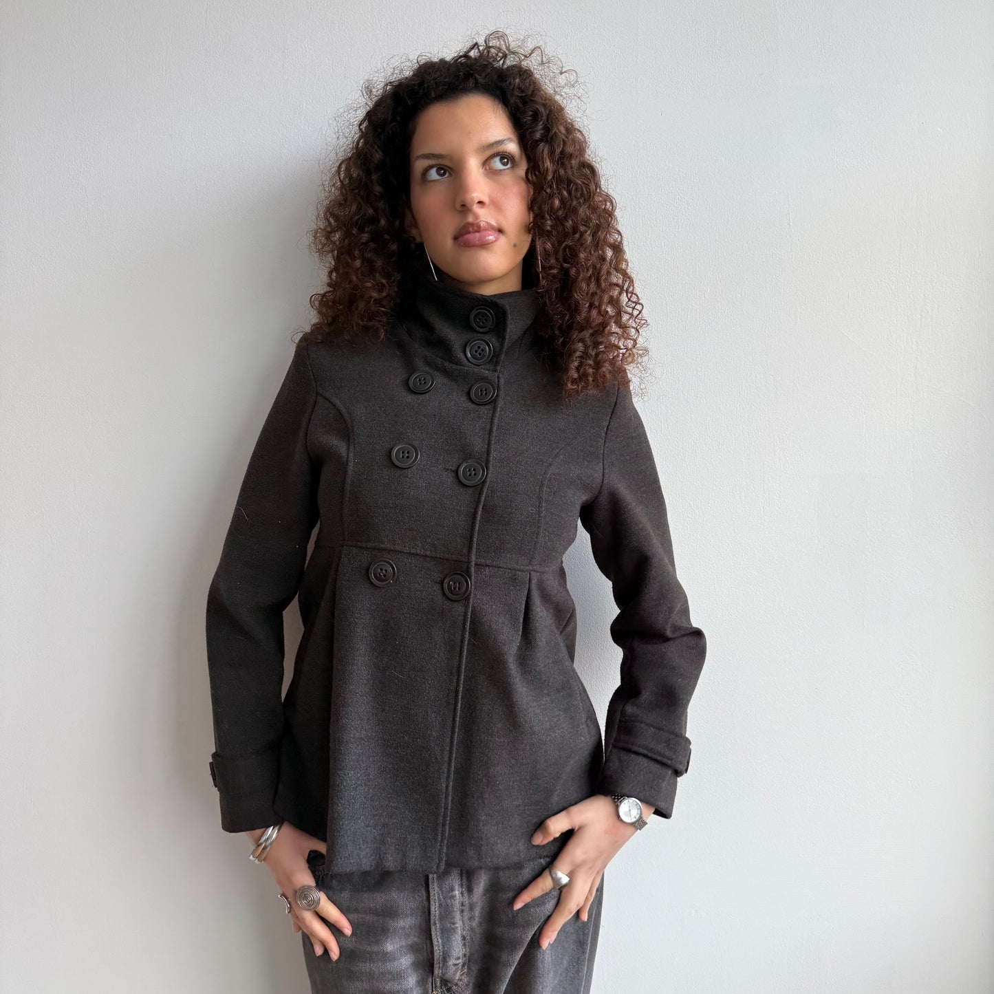 Charcoal grey peacoat - Size S