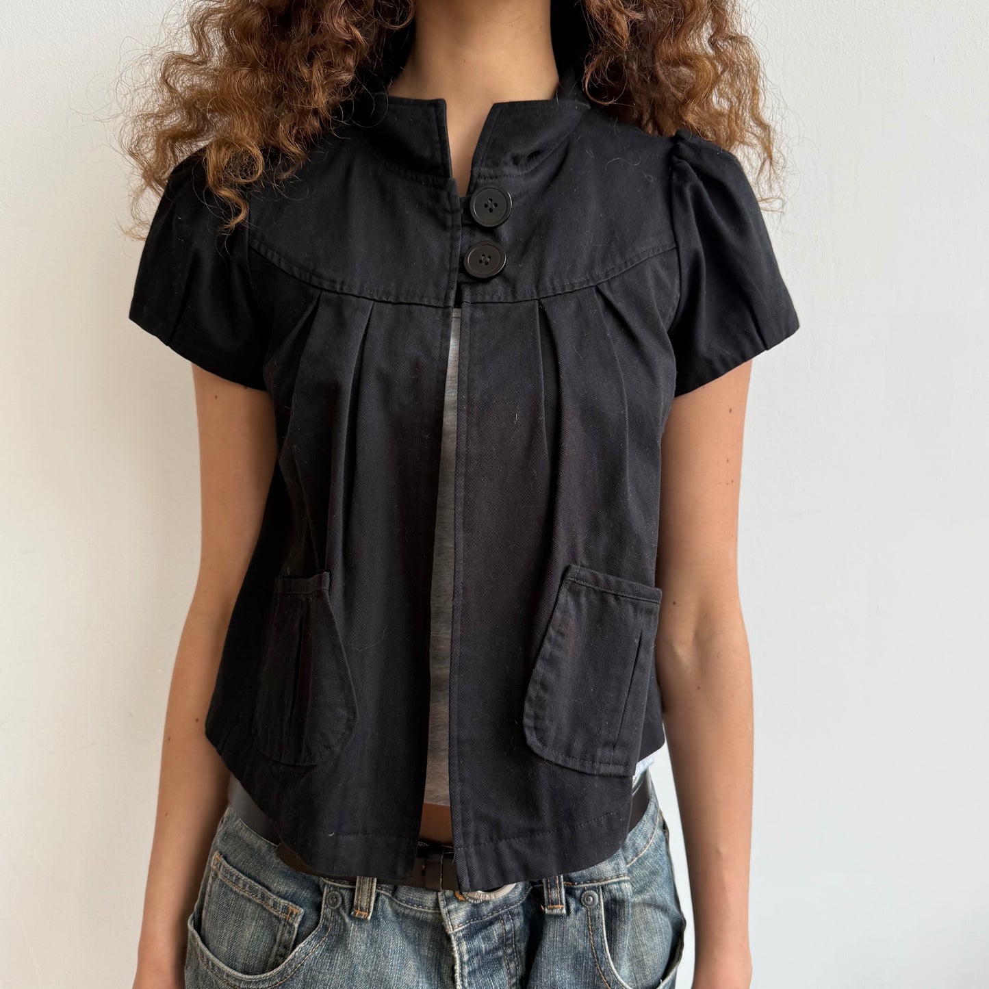 Black short sleeve peacoat - Size S