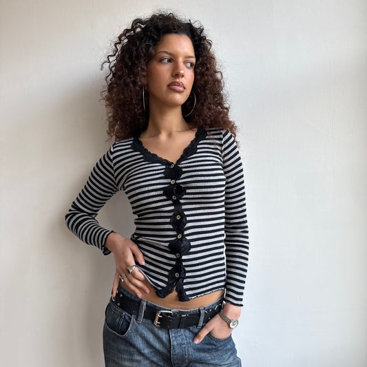 Grey striped cardigan - Size S