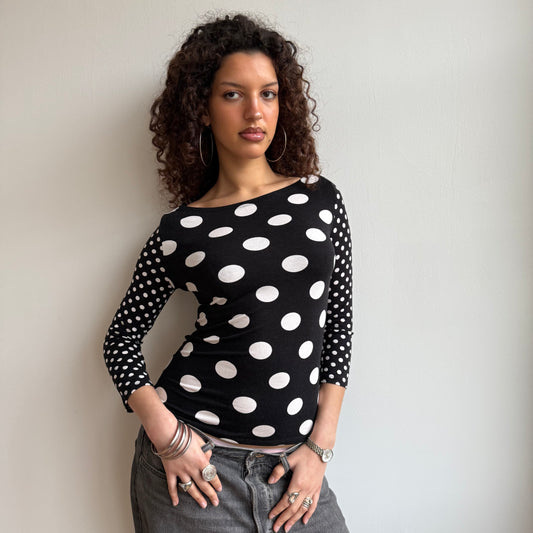 Polka dot 3/4 sleeve top - Size M
