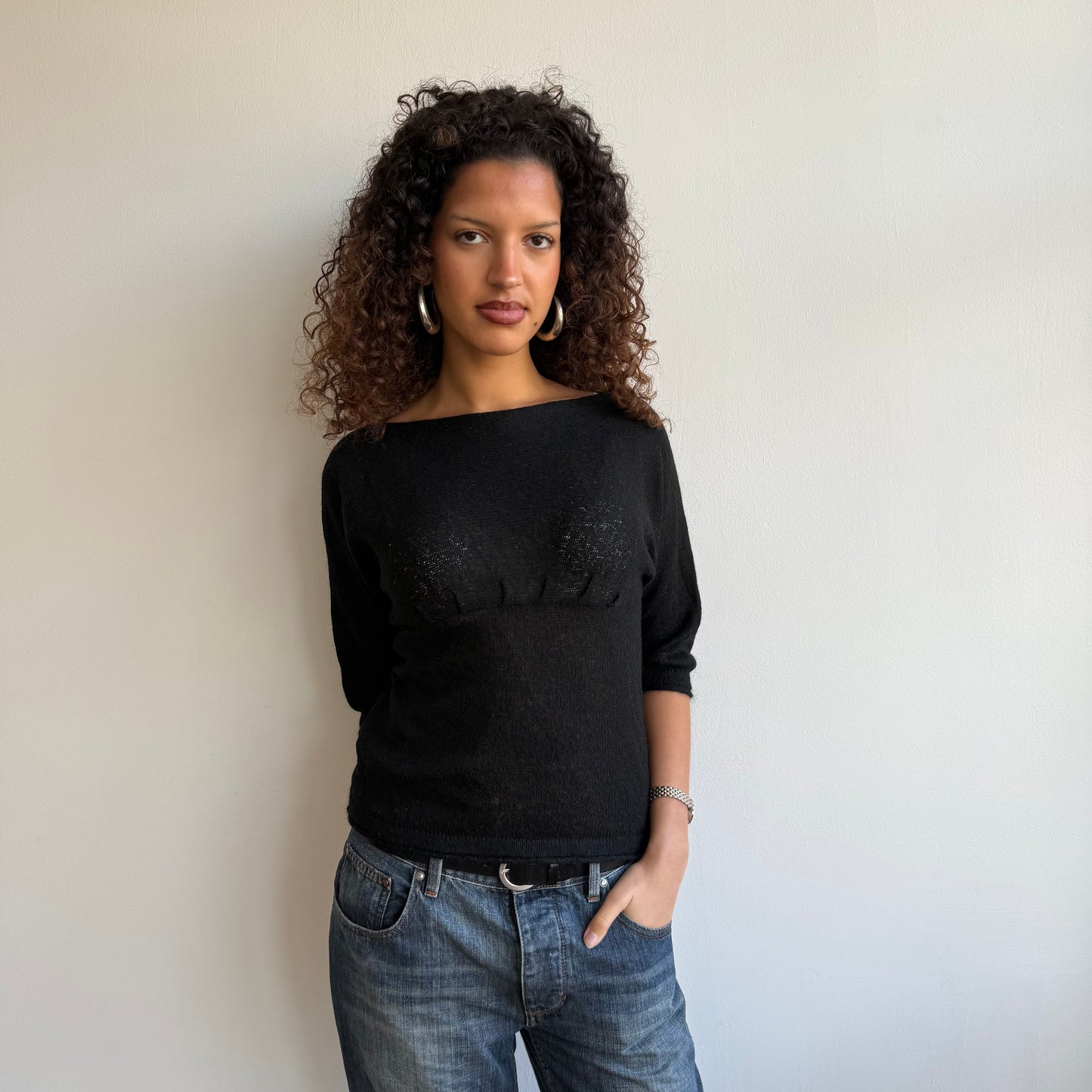 Black 3/4 sleeve jumper - Size S