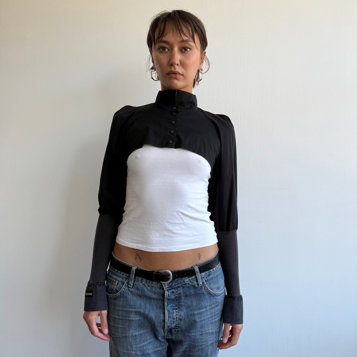 Cop Copine black cropped shirt - Size S