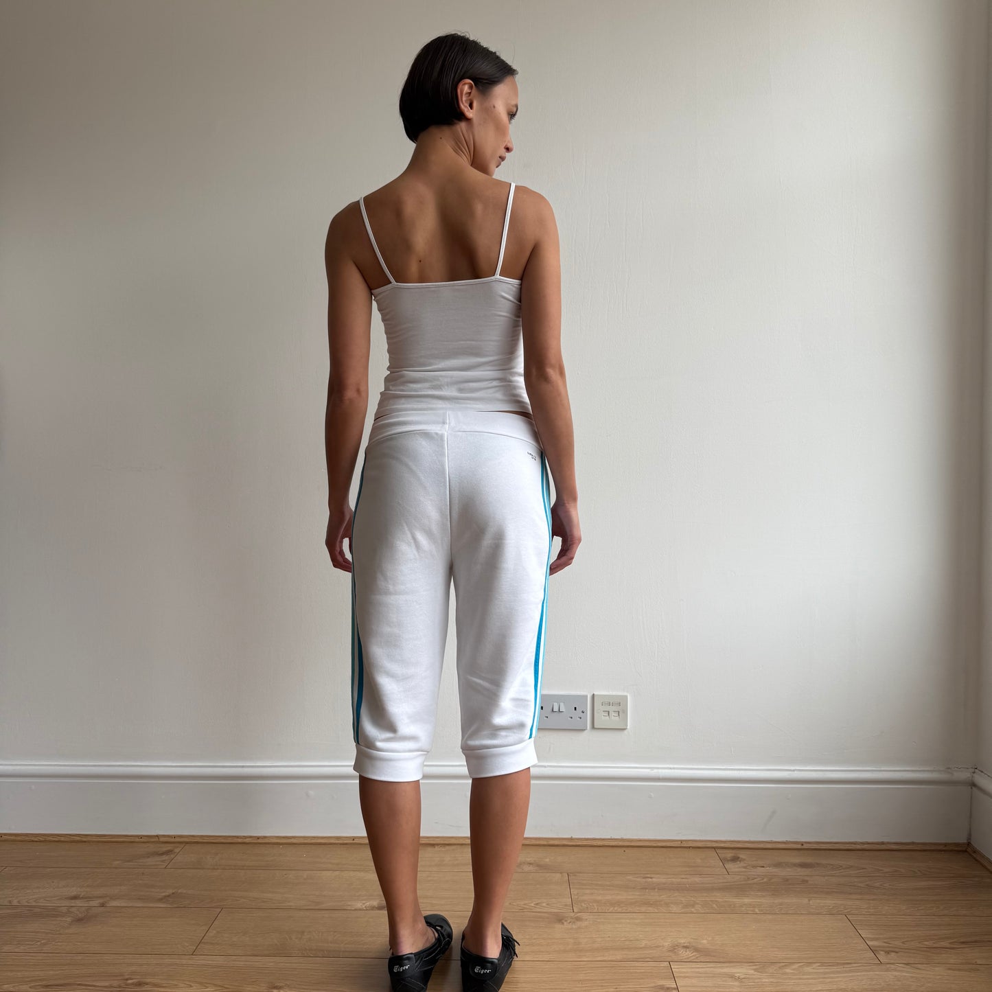White + blue adidas sporty capris - Size S