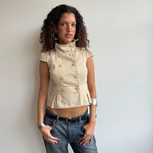 Beige short sleeve peacoat - Size S