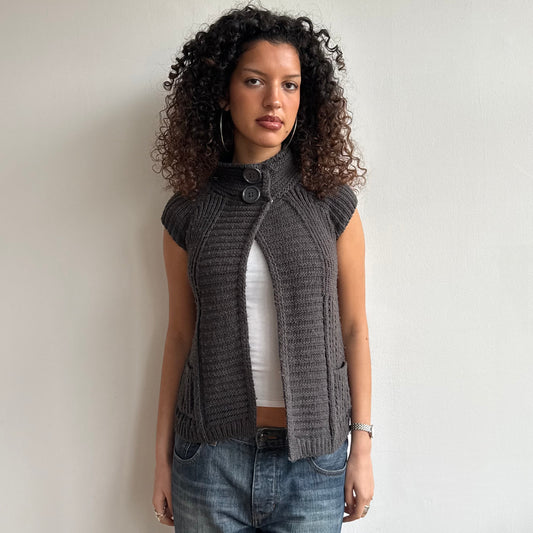 Charcoal open front cardi - Size S