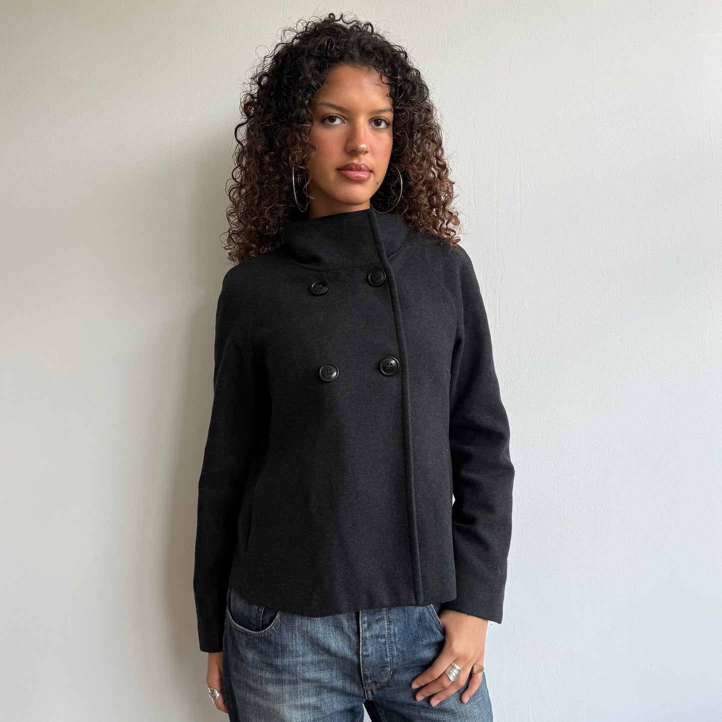 Charcoal wool peacoat - Size L