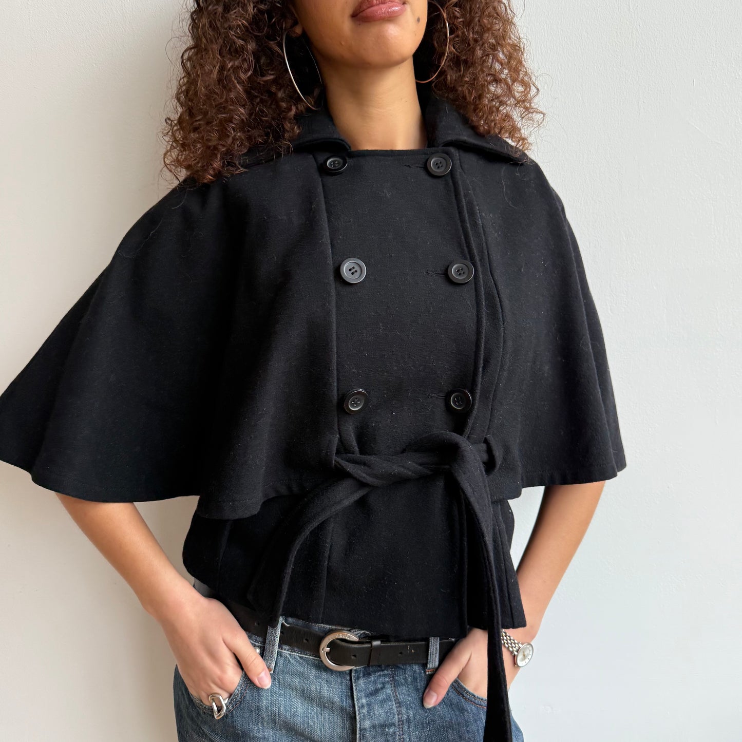 Black cape peacoat - Size M