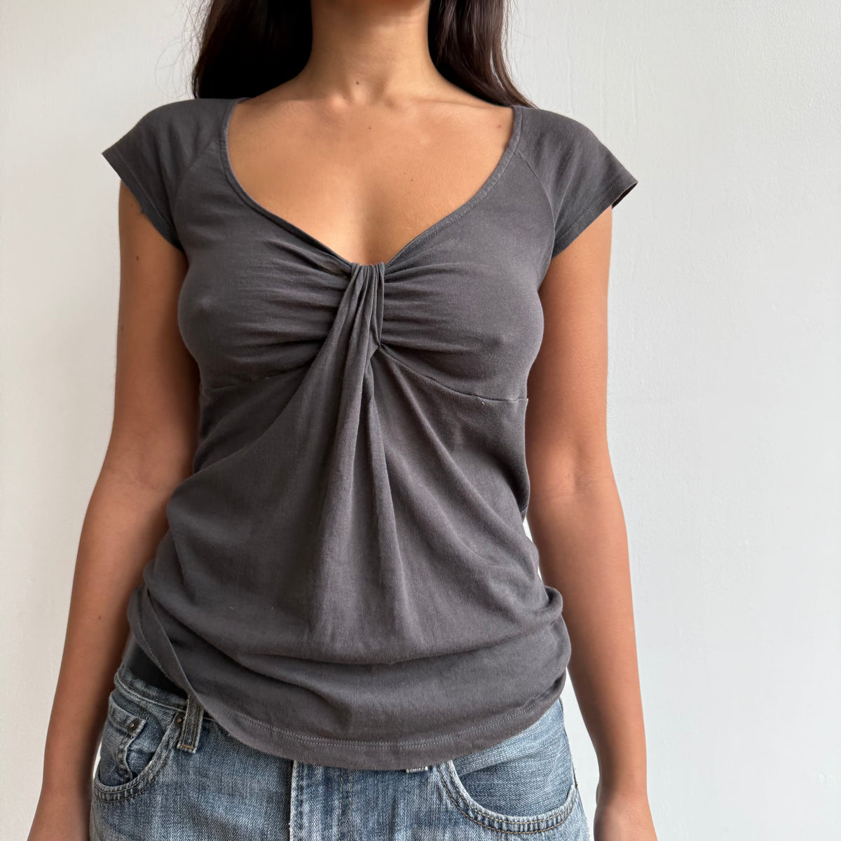 Grey twist front top - Size S