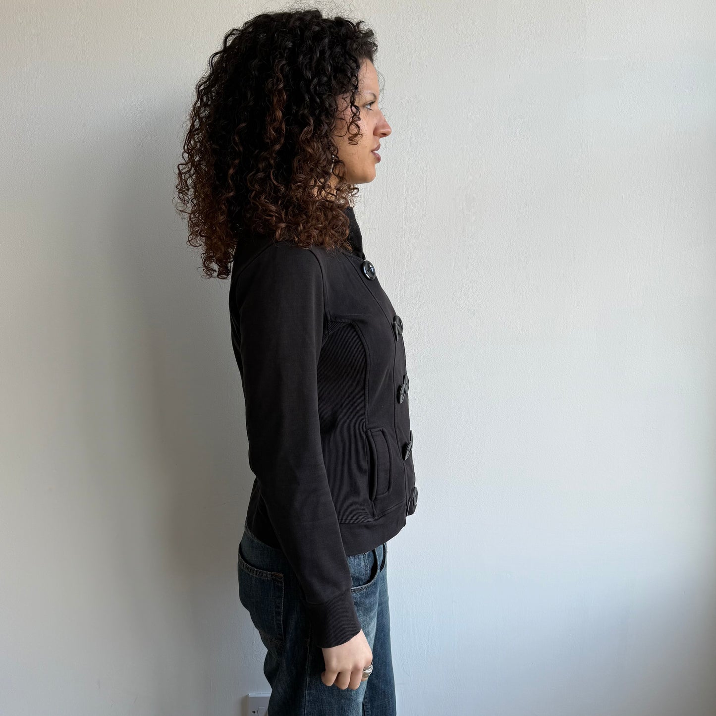 Black double breasted peacoat jumper - Size M