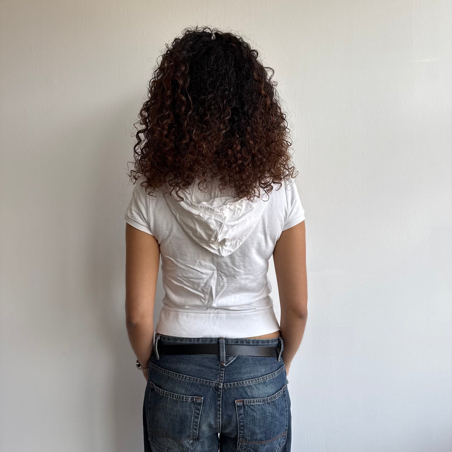 White short sleeve hoodie - Size S/M