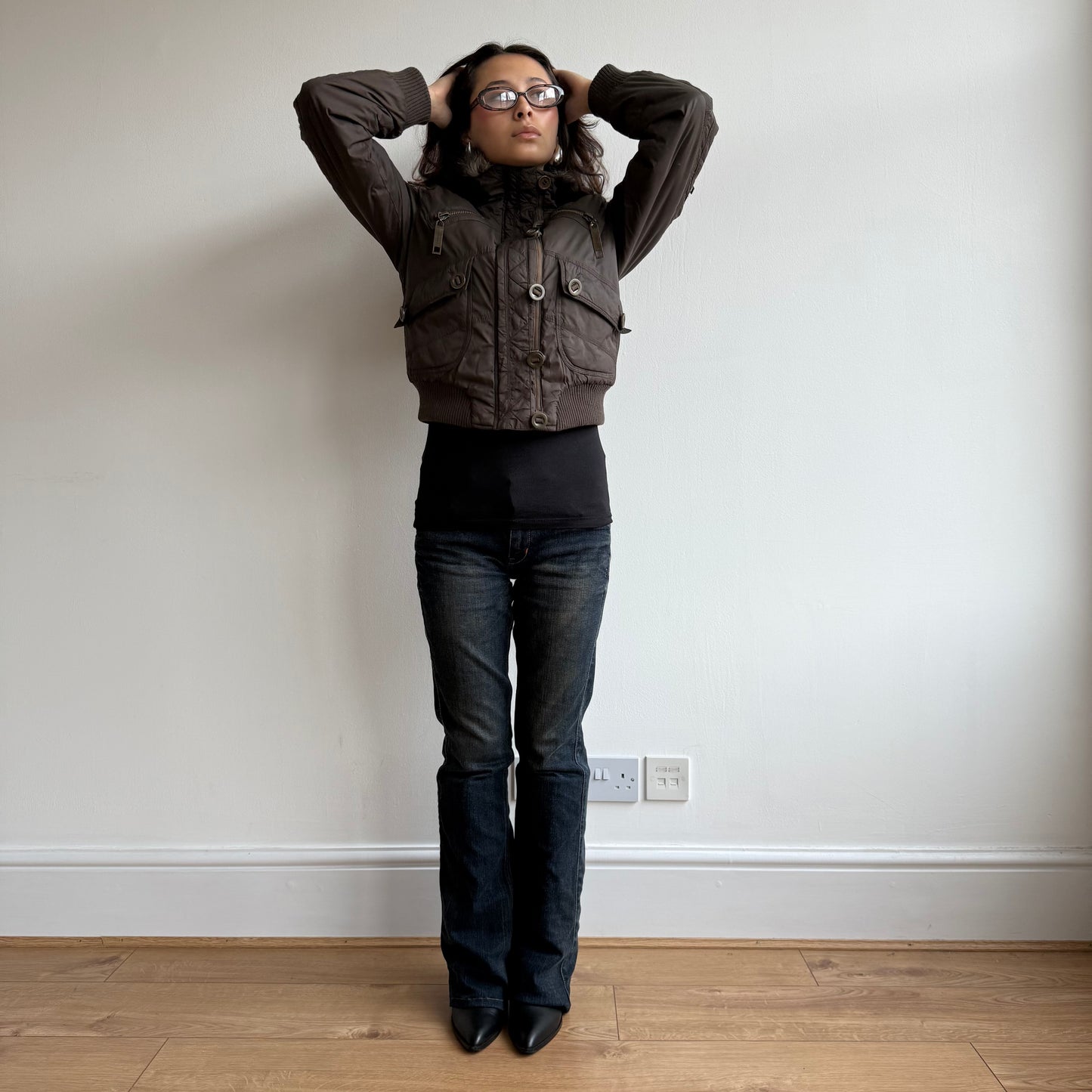 Brown puffer bomber - Size XS