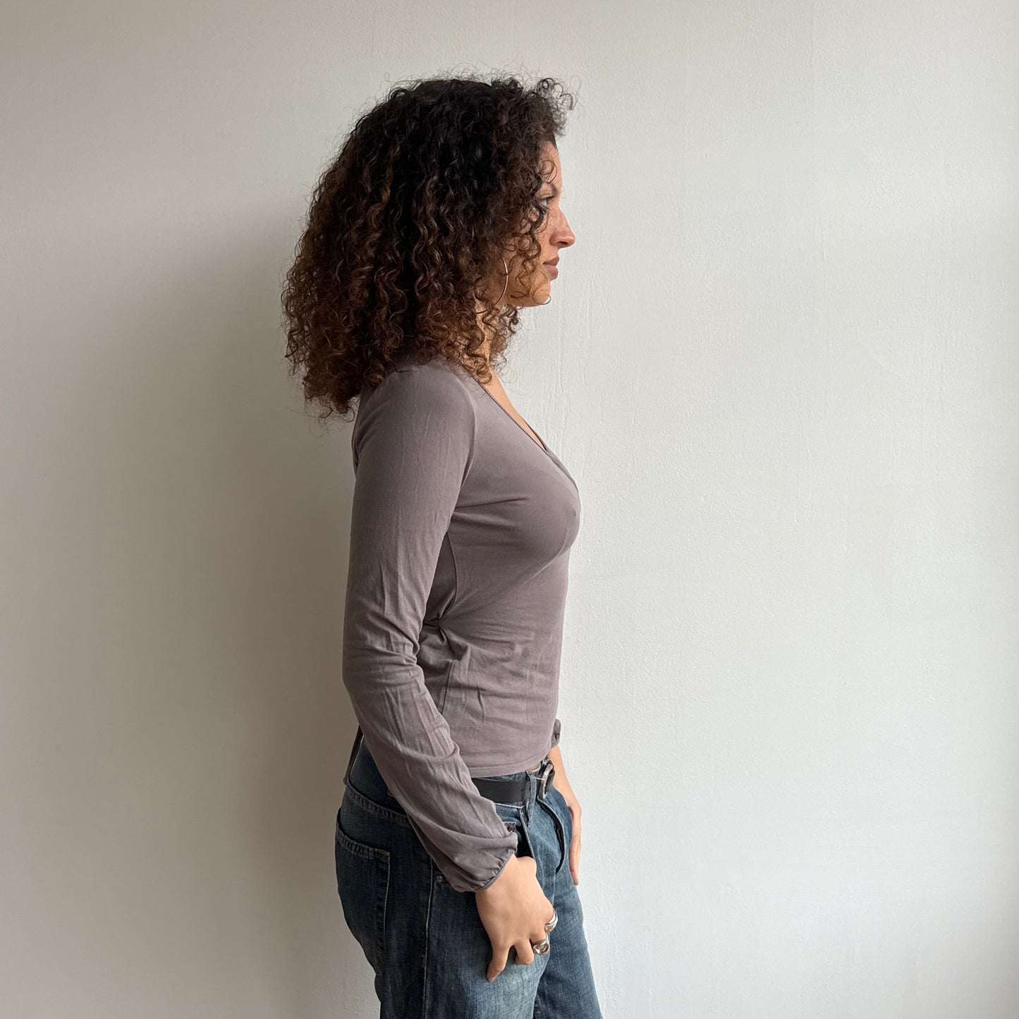 Mauve wrap long sleeve top - Size S