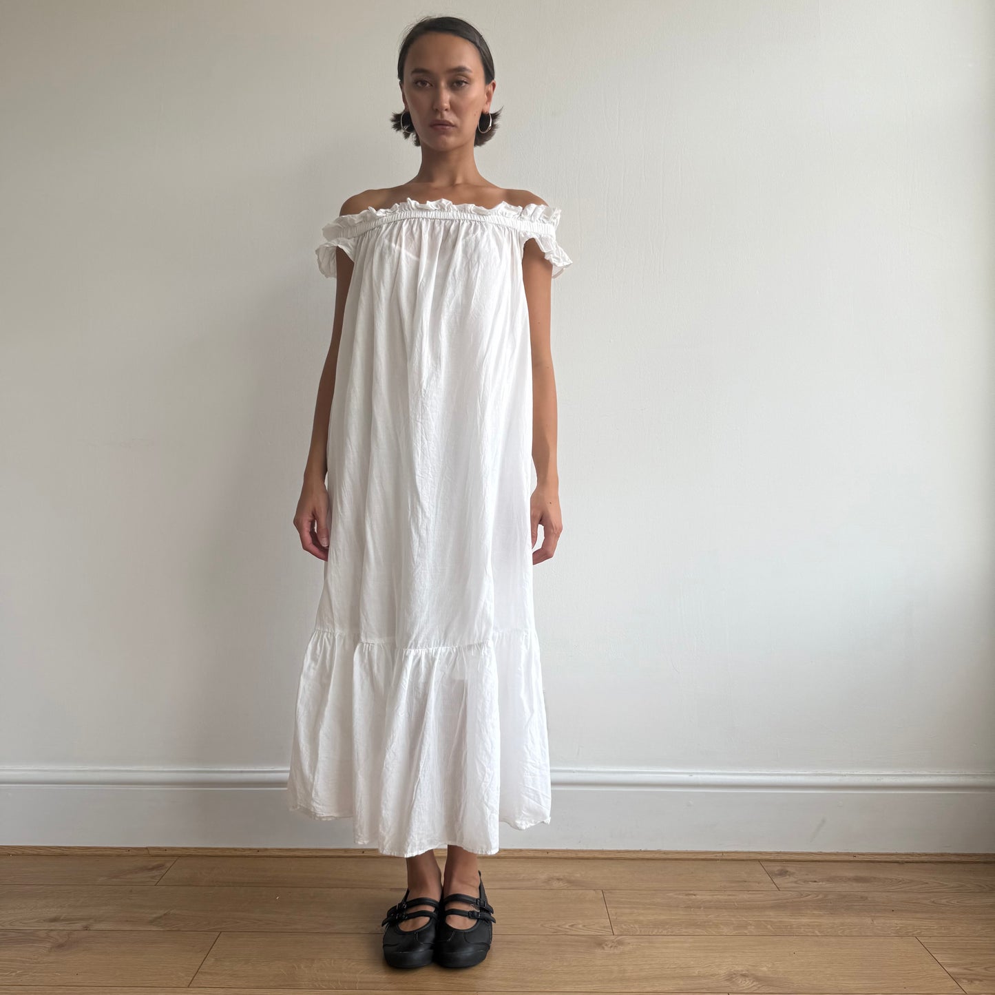 White ruffle milkmaid maxi dress - Size M